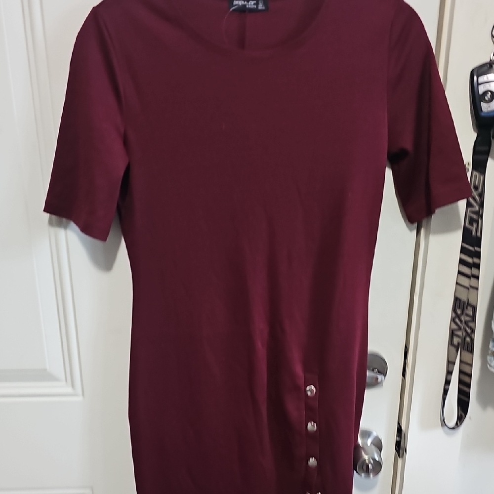 Popular Basics Red Buttoned Fitted Bodysuit